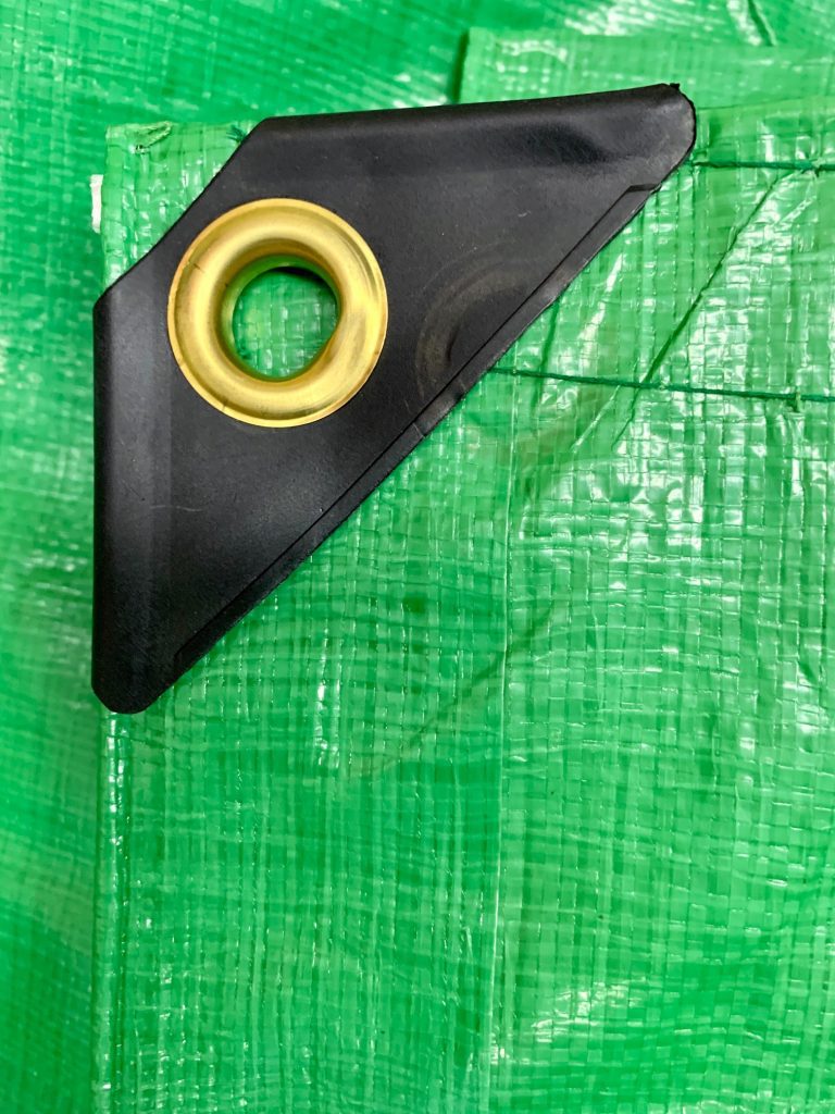 Green Poly Tarp corner reinforcement detail Venus Packaging